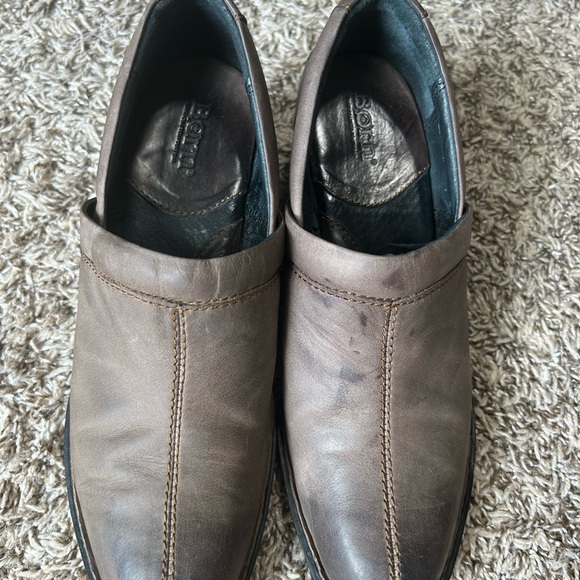 Born Kinney Sz 8 Distressed Brown Leather Booties Slip On Clogs Western Boho - Picture 3 of 10